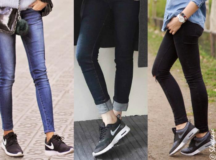 wearing sneakers with jeans